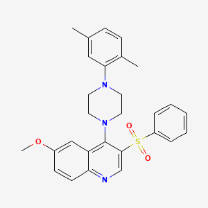 4-(4-(2,5-Dimethylphenyl)piperazin-1-yl)-6-methoxy-3-(phenylsulfonyl)quinoline