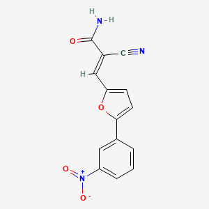 molecular formula C14H9N3O4 B2372624 (E)-2-氰基-3-(5-(3-硝基苯基)呋喃-2-基)丙烯酰胺 CAS No. 302552-94-9
