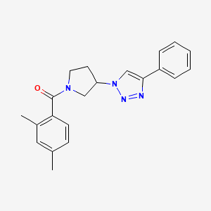 molecular formula C21H22N4O B2372627 (2,4-二甲基苯基)(3-(4-苯基-1H-1,2,3-三唑-1-基)吡咯烷-1-基)甲苯酮 CAS No. 2034303-08-5