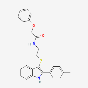 molecular formula C25H24N2O2S B2372628 2-phenoxy-N-(2-((2-(p-tolyl)-1H-indol-3-yl)thio)ethyl)acetamide CAS No. 850917-08-7