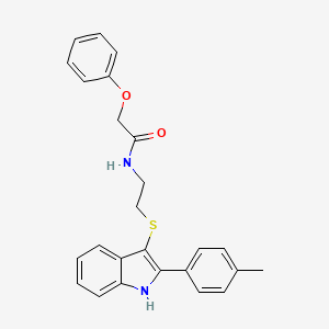 molecular formula C25H24N2O2S B2372628 2-苯氧基-N-(2-((2-(对甲苯基)-1H-吲哚-3-基)硫代)乙基)乙酰胺 CAS No. 850917-08-7