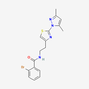 molecular formula C17H17BrN4OS B2372631 2-bromo-N-(2-(2-(3,5-dimethyl-1H-pyrazol-1-yl)thiazol-4-yl)ethyl)benzamide CAS No. 1421493-24-4