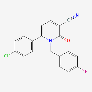 molecular formula C19H12ClFN2O B2372632 6-(4-Chlorophenyl)-1-(4-fluorobenzyl)-2-oxo-1,2-dihydro-3-pyridinecarbonitrile CAS No. 339109-79-4