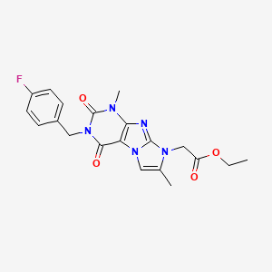 molecular formula C20H20FN5O4 B2372638 2-(3-(4-氟苄基)-1,7-二甲基-2,4-二氧代-3,4-二氢-1H-咪唑并[2,1-f]嘌呤-8(2H)-基)乙酸乙酯 CAS No. 919009-64-6