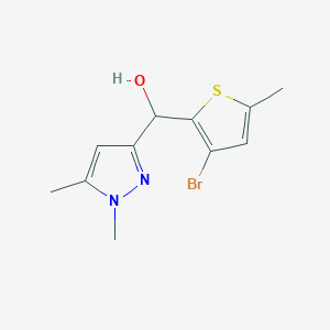 molecular formula C11H13BrN2OS B2372643 (3-溴-5-甲基噻吩-2-基)(1,5-二甲基-1H-吡唑-3-基)甲醇 CAS No. 1909306-12-2