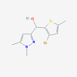 molecular formula C11H13BrN2OS B2372643 (3-bromo-5-méthylthiophène-2-yl)(1,5-diméthyl-1H-pyrazol-3-yl)méthanol CAS No. 1909306-12-2