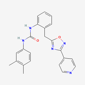molecular formula C23H21N5O2 B2372657 1-(3,4-Dimethylphenyl)-3-(2-((3-(pyridin-4-yl)-1,2,4-oxadiazol-5-yl)methyl)phenyl)urea CAS No. 1797181-31-7