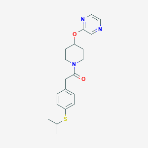 molecular formula C20H25N3O2S B2372658 2-(4-(Isopropylthio)phenyl)-1-(4-(pyrazin-2-yloxy)piperidin-1-yl)ethanone CAS No. 1448078-87-2