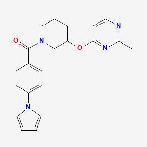 molecular formula C21H22N4O2 B2372678 (4-(1H-pyrrol-1-yl)phenyl)(3-((2-methylpyrimidin-4-yl)oxy)piperidin-1-yl)methanone CAS No. 2034525-01-2