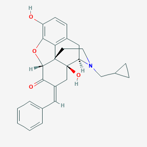 molecular formula C27H27NO4.C4H4O4 B237269 Morphinan-6-one, 17-(cyclopropylmethyl)-4,5-epoxy-3,14-dihydroxy-7-(phenylmethylene)-, (5alpha)- CAS No. 129468-28-6
