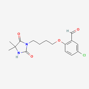 molecular formula C16H19ClN2O4 B2372727 5-Chloro-2-[4-(4,4-dimethyl-2,5-dioxo-1-imidazolidinyl)butoxy]benzaldehyde CAS No. 712333-37-4