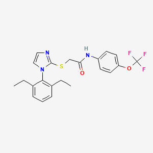 molecular formula C22H22F3N3O2S B2372730 2-((1-(2,6-二乙基苯基)-1H-咪唑-2-基)硫代)-N-(4-(三氟甲氧基)苯基)乙酰胺 CAS No. 896050-40-1