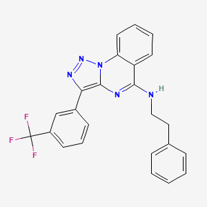 molecular formula C24H18F3N5 B2372760 N-phenethyl-3-(3-(trifluoromethyl)phenyl)-[1,2,3]triazolo[1,5-a]quinazolin-5-amine CAS No. 866844-74-8