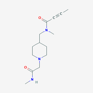 molecular formula C14H23N3O2 B2372761 N-Methyl-N-[[1-[2-(methylamino)-2-oxoethyl]piperidin-4-yl]methyl]but-2-ynamide CAS No. 2411277-23-9