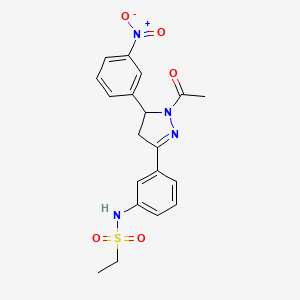 N-[3-[2-acetyl-3-(3-nitrophenyl)-3,4-dihydropyrazol-5-yl]phenyl]ethanesulfonamide