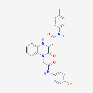 2-{4-[2-(4-bromoanilino)-2-oxoethyl]-3-oxo-1,2,3,4-tetrahydro-2-quinoxalinyl}-N-(4-methylphenyl)acetamide