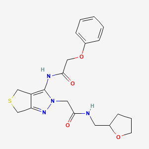N-(2-(2-oxo-2-(((tetrahydrofuran-2-yl)methyl)amino)ethyl)-4,6-dihydro-2H-thieno[3,4-c]pyrazol-3-yl)-2-phenoxyacetamide