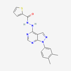 molecular formula C18H16N6OS B2372793 N'-[1-(3,4-dimethylphenyl)-1H-pyrazolo[3,4-d]pyrimidin-4-yl]thiophene-2-carbohydrazide CAS No. 890942-16-2