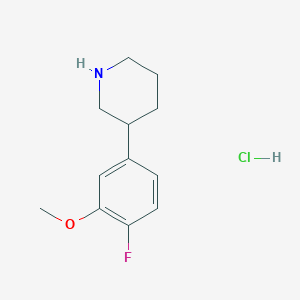 molecular formula C12H17ClFNO B2372808 3-(4-Fluoro-3-methoxyphenyl)piperidine;hydrochloride CAS No. 1602924-22-0