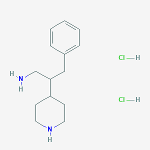molecular formula C14H24Cl2N2 B2372812 3-苯基-2-哌啶-4-基丙-1-胺;二盐酸盐 CAS No. 2309465-04-9