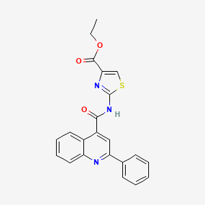 molecular formula C22H17N3O3S B2372816 Ethyl 2-(2-phenylquinoline-4-carboxamido)thiazole-4-carboxylate CAS No. 361168-22-1