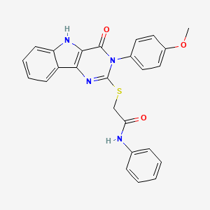 2-((3-(4-methoxyphenyl)-4-oxo-4,5-dihydro-3H-pyrimido[5,4-b]indol-2-yl)thio)-N-phenylacetamide