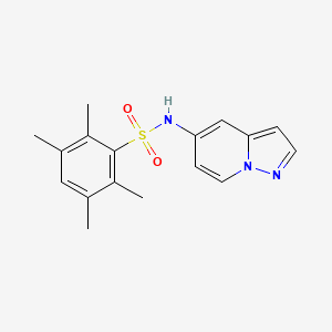 molecular formula C17H19N3O2S B2372834 2,3,5,6-tetramethyl-N-(pyrazolo[1,5-a]pyridin-5-yl)benzenesulfonamide CAS No. 2034487-66-4