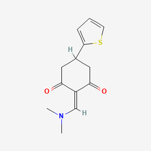 molecular formula C13H15NO2S B2372845 2-[(Dimethylamino)methylidene]-5-(thiophen-2-yl)cyclohexane-1,3-dione CAS No. 1049031-91-5