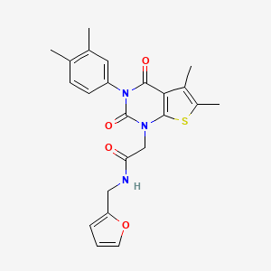 molecular formula C23H23N3O4S B2372851 2-(3-(3,4-二甲基苯基)-5,6-二甲基-2,4-二氧代-3,4-二氢噻吩[2,3-d]嘧啶-1(2H)-基)-N-(呋喃-2-基甲基)乙酰胺 CAS No. 892269-24-8