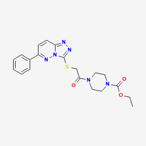 molecular formula C20H22N6O3S B2372853 Ethyl 4-(2-((6-phenyl-[1,2,4]triazolo[4,3-b]pyridazin-3-yl)thio)acetyl)piperazine-1-carboxylate CAS No. 894036-38-5