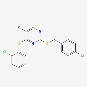2-((4-Chlorobenzyl)sulfanyl)-4-((2-chlorophenyl)sulfanyl)-5-pyrimidinyl methyl ether