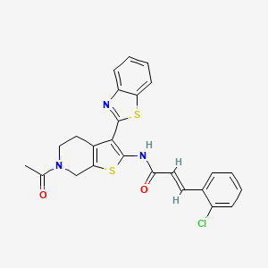 molecular formula C25H20ClN3O2S2 B2372893 (E)-N-(6-acetyl-3-(benzo[d]thiazol-2-yl)-4,5,6,7-tetrahydrothieno[2,3-c]pyridin-2-yl)-3-(2-chlorophenyl)acrylamide CAS No. 887897-73-6