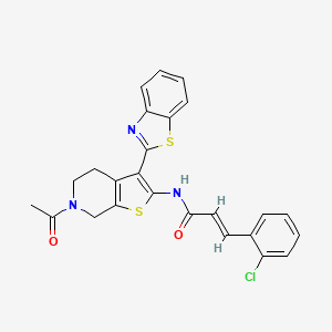 molecular formula C25H20ClN3O2S2 B2372893 (E)-N-(6-乙酰基-3-(苯并[d]噻唑-2-基)-4,5,6,7-四氢噻吩并[2,3-c]吡啶-2-基)-3-(2-氯苯基)丙烯酰胺 CAS No. 887897-73-6