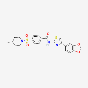 molecular formula C23H23N3O5S2 B2372894 N-(4-(benzo[d][1,3]dioxol-5-yl)thiazol-2-yl)-4-((4-methylpiperidin-1-yl)sulfonyl)benzamide CAS No. 683766-63-4