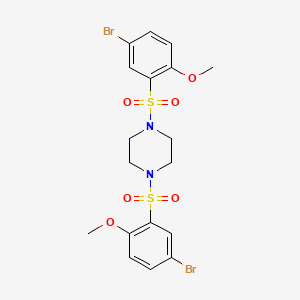 molecular formula C18H20Br2N2O6S2 B2372900 1,4-Bis((5-bromo-2-methoxyphenyl)sulfonyl)piperazine CAS No. 398996-36-6
