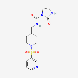 molecular formula C15H21N5O4S B2372901 2-氧代-N-((1-(吡啶-3-磺酰基)哌啶-4-基)甲基)咪唑烷-1-甲酰胺 CAS No. 2034554-27-1