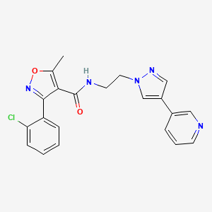 molecular formula C21H18ClN5O2 B2372904 3-(2-Chlorphenyl)-5-methyl-N-{2-[4-(pyridin-3-yl)-1H-pyrazol-1-yl]ethyl}-1,2-oxazol-4-carboxamid CAS No. 2097857-54-8