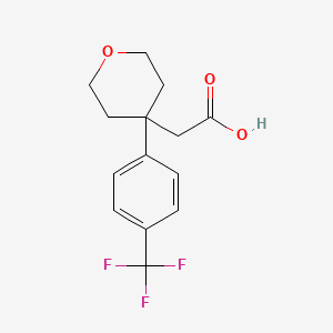 molecular formula C14H15F3O3 B2372907 2-{4-[4-(Trifluoromethyl)phenyl]oxan-4-yl}acetic acid CAS No. 1439896-72-6
