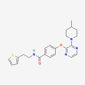 molecular formula C23H26N4O2S B2372911 4-((3-(4-methylpiperidin-1-yl)pyrazin-2-yl)oxy)-N-(2-(thiophen-2-yl)ethyl)benzamide CAS No. 1251617-31-8