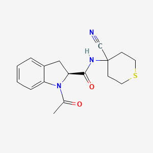 molecular formula C17H19N3O2S B2372924 (2S)-1-Acetyl-N-(4-cyanothian-4-yl)-2,3-dihydroindole-2-carboxamide CAS No. 2223371-79-5