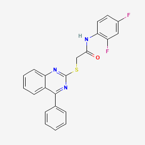 molecular formula C22H15F2N3OS B2372936 N-(2,4-difluorophenyl)-2-[(4-phenylquinazolin-2-yl)sulfanyl]acetamide CAS No. 710287-48-2