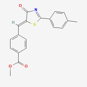 molecular formula C19H15NO3S B2372940 methyl 4-{[(5Z)-2-(4-methylphenyl)-4-oxo-4,5-dihydro-1,3-thiazol-5-ylidene]methyl}benzoate CAS No. 1637449-08-1