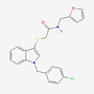 molecular formula C22H19ClN2O2S B2372947 2-[1-[(4-chlorophenyl)methyl]indol-3-yl]sulfanyl-N-(furan-2-ylmethyl)acetamide CAS No. 450349-69-6