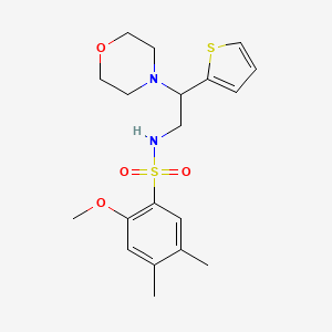molecular formula C19H26N2O4S2 B2372951 2-methoxy-4,5-dimethyl-N-(2-morpholino-2-(thiophen-2-yl)ethyl)benzenesulfonamide CAS No. 899747-82-1