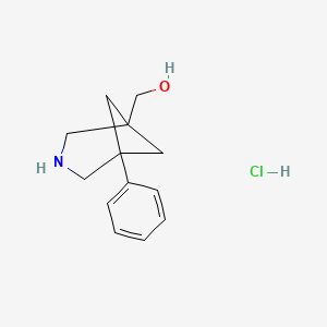 molecular formula C13H18ClNO B2372960 (5-Phenyl-3-azabicyclo[3.1.1]heptan-1-yl)methanol;hydrochloride CAS No. 2490398-44-0