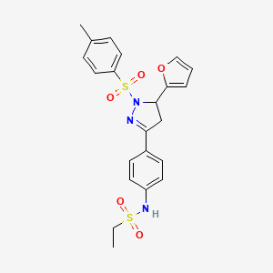N-(4-(5-(furan-2-yl)-1-tosyl-4,5-dihydro-1H-pyrazol-3-yl)phenyl)ethanesulfonamide
