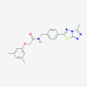 molecular formula C21H21N5O2S B237297 2-(3,5-dimethylphenoxy)-N-[4-(3-methyl[1,2,4]triazolo[3,4-b][1,3,4]thiadiazol-6-yl)benzyl]acetamide 