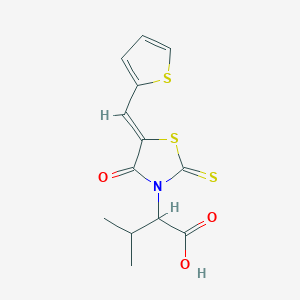 molecular formula C13H13NO3S3 B2372972 (Z)-3-methyl-2-(4-oxo-5-(thiophen-2-ylmethylene)-2-thioxothiazolidin-3-yl)butanoic acid CAS No. 306323-69-3