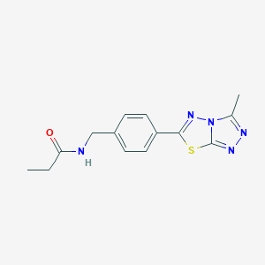 molecular formula C14H15N5OS B237298 N-[4-(3-methyl[1,2,4]triazolo[3,4-b][1,3,4]thiadiazol-6-yl)benzyl]propanamide 