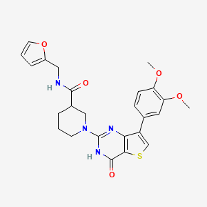 molecular formula C25H26N4O5S B2372987 1-(7-(3,4-二甲氧基苯基)-4-氧代-3,4-二氢噻吩并[3,2-d]嘧啶-2-基)-N-(呋喃-2-基甲基)哌啶-3-甲酰胺 CAS No. 1251672-52-2